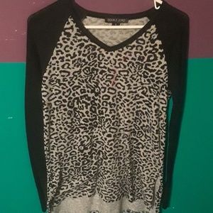 High-low black and gray cheetah long sleeve.